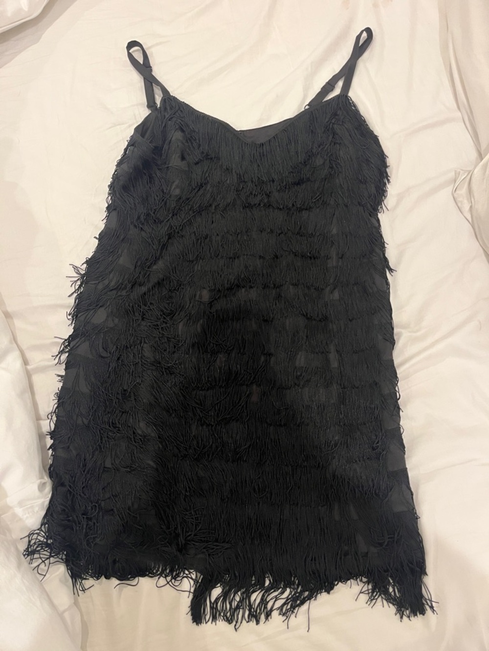 Tuckernuck Black Fringe Slip Dress